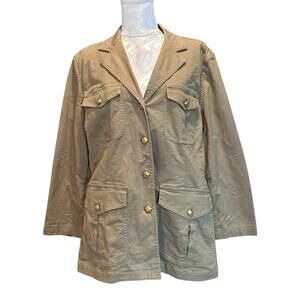 Lauren Ralph Lauren Olive Green Chino Jacket Sz 16 Military Green Retro Woven